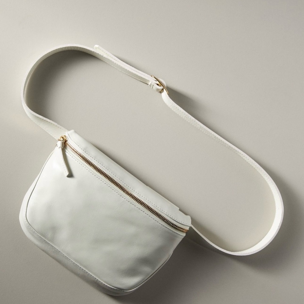 Clare V. Fanny White Leather Crossbody Belt Bag